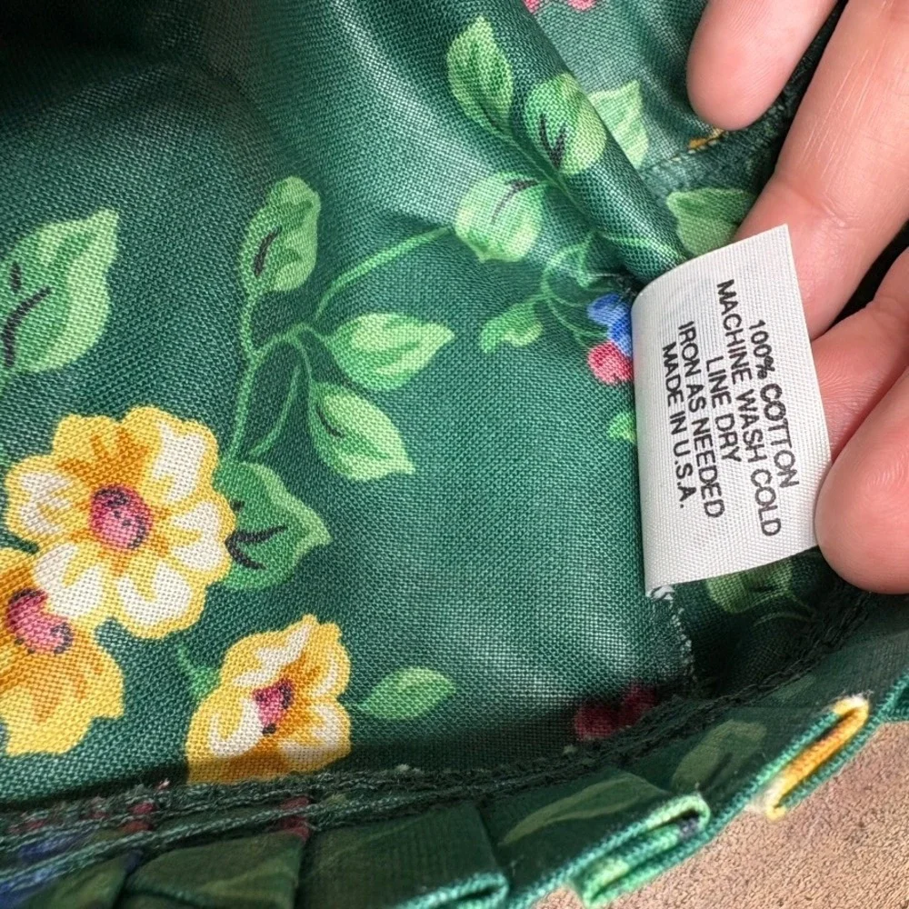 LONGABERGER Tea Basket Liner Fabric‎ Emerald Vine 100% Cotton NEW